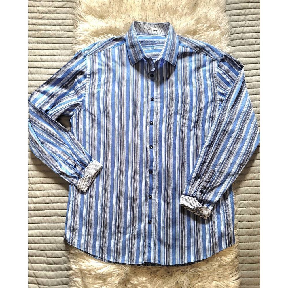 TailorByrd Striped Button Down Shaped Fit Dress Shirt, Mens XXL